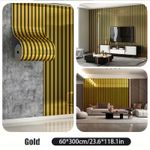 Golden Silver Foil Stamped Stripes Wall Stickers Self-Adhesive Vinyl Wall Panels