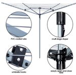 50M Heavy Duty Rotary Washing Line Folding Outdoor Airer 4 Arm Clothes Dryer