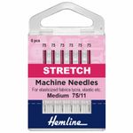 Hemline Sewing Machine Needles Stretch Fine 6 Pack 75 - 11 Lycra Elastic Fabrics