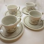 Royal Doulton Lambethware Florinda LS 1042 – 4 Cups & Saucers – Vintage 1977 Set