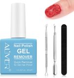 Gel Nail Polish Remover Kit - 15ml with Metal Tools & 100/180 Emery Board