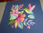 completed cross stitch  picture.....Humming Bird..aida 15" x 14"