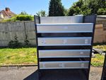 Metal Retail Tray Merchandiser Shelving Unit with Perforated Sides, Freestanding