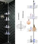 Bathroom Corner Shelf Telescopic Shower Caddy Floor Ceiling 4 Trays Storage UK