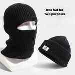 2 in 1 Winter Balaclava Hat Warm Knitted Windproof Ski Mask Beanie Cap for Men