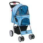 KCT BLUE PET STROLLER FOR MEDIUM SMALL DOG CAT PRAM BUGGY PUSHCHAIR DOGGY HOODED