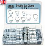 150/80PC Double Ear Clamp O Clips Air Silicone Petrol Water Fuel Hose 5-20mm Set
