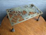 Anglo Indian Antique Brass Fireside Trivet - Elephant & Palm with Paw Feet