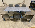 Rectangular Dining Table & 6 Chairs Set Grey Black Metal Solid Kitchen/Dining