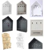 Vintage Letter Rack & Key Holder Hooks House Storage Shabby Chic Wall Mounted