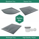 SMC Anthracite Shower Tray for Shower Enclosure Slate Stone Effect with Waste