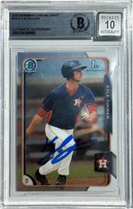 KYLE TUCKER SIGNED 2015 BOWMAN CHROME DRAFT RC CARD #75 BECKETT BAS AUTO 10