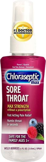 Chloraseptic Max Strength Sore Throat Spray, Wild Berries Flavor, 4.0 oz