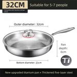 26/28/30/32cm Titanium Frying Pan w/ Lid Non-Stick Cookware Gas Induction Cooker