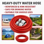 Heavy Duty Red Water Hose Set with Connectors – Food Safe & Kink Resistant UK