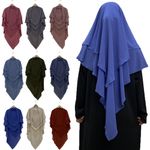 Two Layer Khimar Women Muslim Hijab Scarf Shawls Wrap Ramadan Niqab Nikab Amira