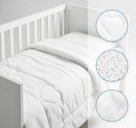 Baby Cot Bed Set 4 Piece Duvet Pillow Cover – White 120x90 cm