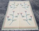 Vintage Handmade Traditional Turkish Floral Wool Kilim Rug 178x165 cm