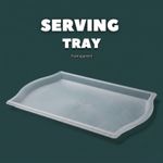Large Serving Food Tray White Plastic Kitchen Anit Slip L52cm x W35cm