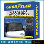 GOODYEAR 2PCS CAR SUN SHADE SHIELD SOCKS REAR SIDE WINDOW LARGE COVER UV MESH