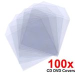 80 Micron, 100 Clear Plastic CD DVD Blu-ray Covers Sleeves Case Wallet Envelopes