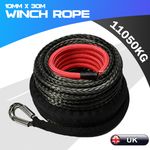 Winch Rope 10mm x 30m Synthetic Rope Tow Recovery 20500lbs fit SUV 4x4 Offroad