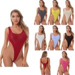 UK Women's See-through High Cut Bodysuit Thong Leotard Sleeveless Lingerie 
