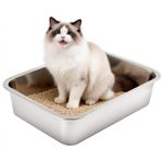 Stainless Steel Cat Litter Tray Cats with Anti-Slip Pads Non-Stick Cat Toilet