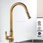 Antique Kitchen Sink Mixer Tap Traditional Mono Swivel Pull Out Spout High Arch
