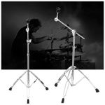 2-in-1 Straight/Boom Combo Cymbal Stand with Double Braced Legs Adjustable Angle