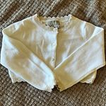 Heirloom Collection Girls White CKnit Button Cardigan Scallop Crew Neck Age 3