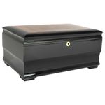 Humidor Supreme Malta Cigar Humidor Wood Box, Piano Black & Walnut Burl Wood