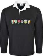 Men’s Six Nation Rugby Long Sleeve Sports Jersey | Embroidered Logo | Button Dow