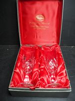 Pair of Boxed Bohemia Crystal Czech republic Cut Glass Champagne Flutes