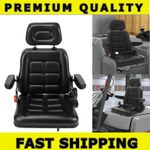 Universal Suspension Seat w/Adjustable Armrest for Tractor/Forklift/Dumper/Mower