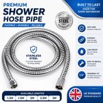 STAINLESS STEEL SHOWER HOSE 0.5M-3M CHROME FLEXIBLE BATHROOM BATH PIPE