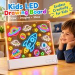 LED Note Board with Night Light & 7 Pens - Kids Drawing & Message Board New