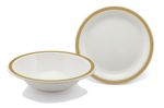 Harfield Duo White Plates/Bowls with Gold Rim (Pack of 4) Shatterproof Plastic