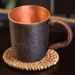 150ml 2.36’mini Vintage Red Copper Hand Engraving Hammer Texture Mug Tea Cup