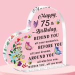 QMVMV 75th Birthday Gifts for Women, Personalised Heart Shaped Acrylic 75th
