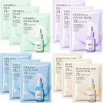 12 Pcs Face Mask Set – Hydrating Sheet Mask Multipack with Hyaluronic Acid, Cent