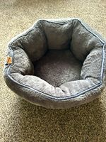 Ralph Lauren Grey Faux Fur Plush Nesting Pet Bed for Small Dogs (S)