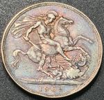 1902 Crown - Edward VII (.925) Sterling Silver Coin - Rainbow Tones