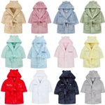 Personalised Girl Boy Dressing Gown Robe Embroidered Name Bear Ears Newborn-6Yrs