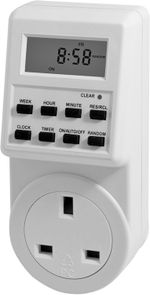 Electronic Digital Mains Plug in Timer Socket with LCD Display 12/24 Hour 7 Days