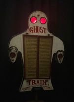 A Unique Original Survivor Fairground GHOST TRAIN Illuminating Vintage Sign.