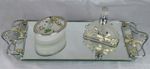 Stunning Vintage 3 Pce Vanity Set - With Trinket Box, Perfume Bottle & Mirror
