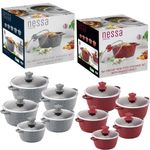 5PC Die Cast Non Stick Stockpot Cooking Pan Pot Set Cookware Induction Casserole