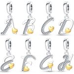 Pendant Charm Bead Alphabet Birthday Names Letter A - Z Love Heart for 925