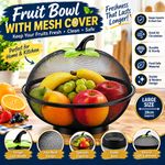 Fruit Fly Proof Fruit Bowl Large Mesh Basket with Lid Cover Kitchen Storage